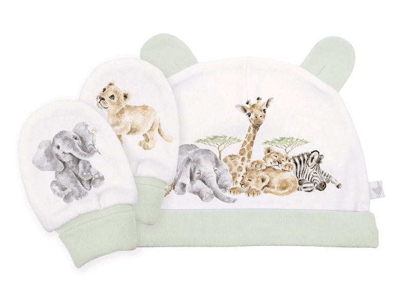 Little Wren – Gavesett pastellgrønt lue & votter – Little Savannah