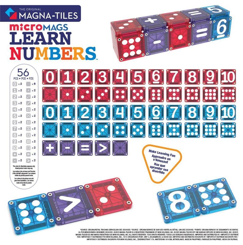MAGNA-TILES microMAGS Learn Numbers – 56 deler