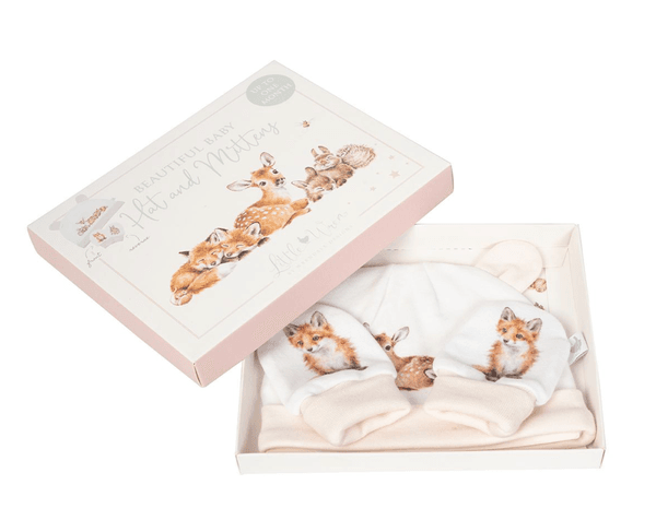 Hovedbilde Little Wren – Gavesett rosa lue & votter ...