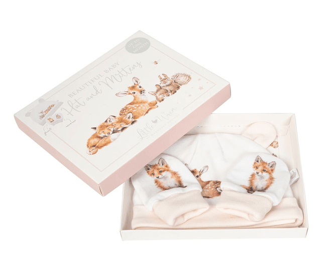 Hovedbilde Little Wren – Gavesett rosa lue & votter ...